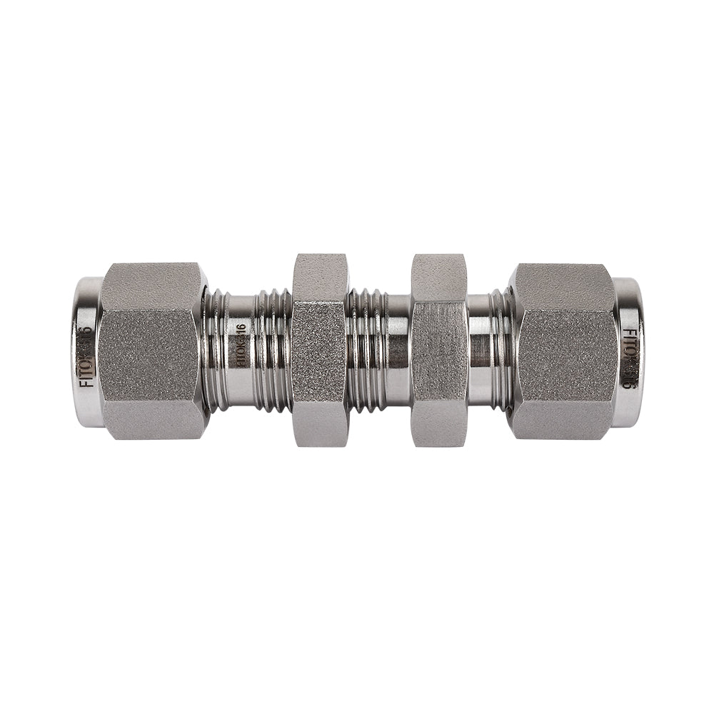 FITOK 316 Stainless Steel Bulkhead Union Tube OD x Tube OD Compression Fitting