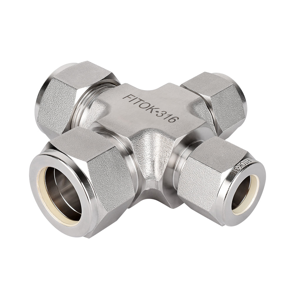 FITOK 316 Stainless Steel Union Cross Tube OD Compression Tube Fitting