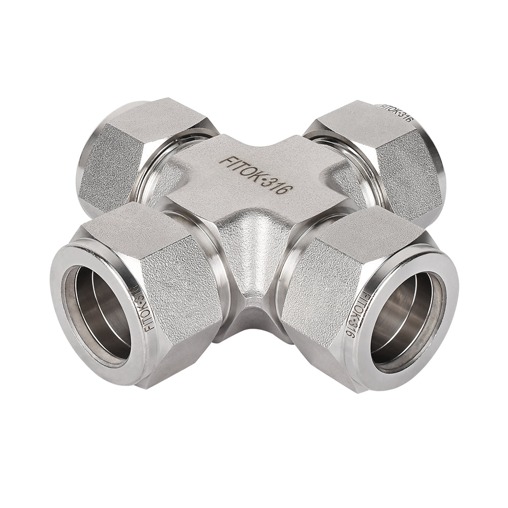 FITOK 316 Stainless Steel Union Cross Tube OD Compression Tube Fitting