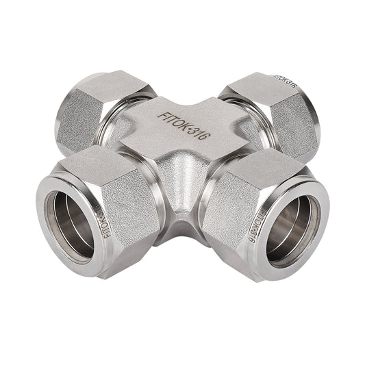 FITOK 316 Stainless Steel Union Cross Tube OD Compression Tube Fitting