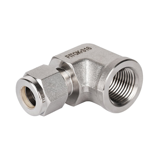 FITOK 316 Stainless Steel Compression Tube Fitting Female Elbow Tube OD x Female NPT