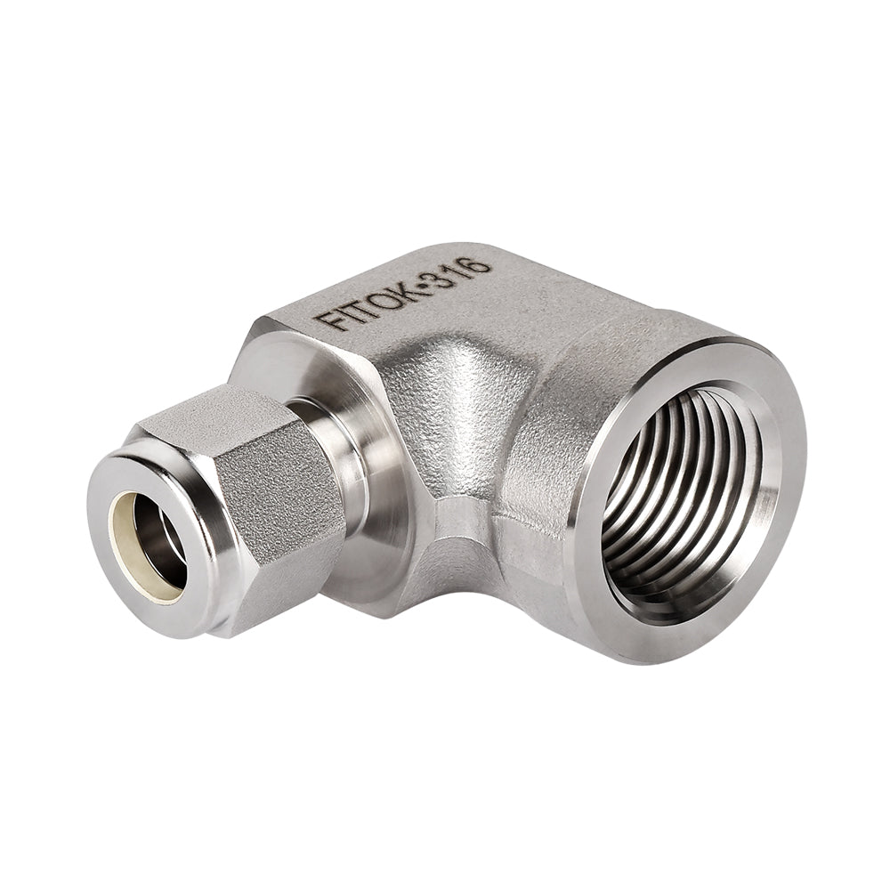 FITOK 316 Stainless Steel Compression Tube Fitting Female Elbow Tube OD x Female NPT