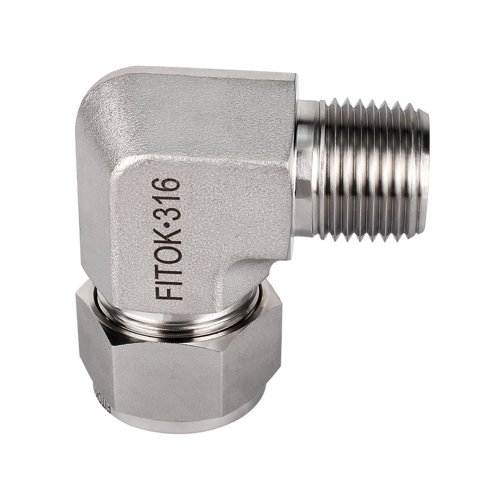 FITOK 316 Stainless Steel Compression Tube Fitting Male Elbow Tube OD x Male NPT