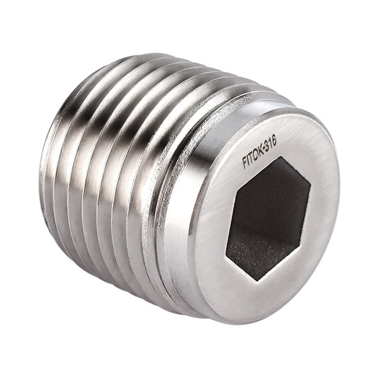 FITOK 316 Stainless Steel Pipe Fitting Hollow Hex Plug Male NPT