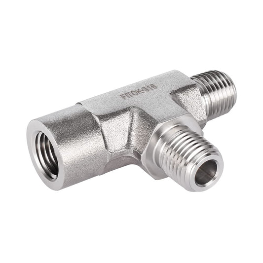 FITOK 316 Stainless Steel Pipe Fitting Female Run Tee Female NPT x Male NPT x Male NPT