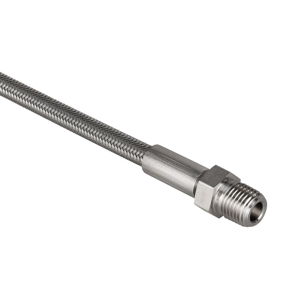 FITOK PTFE-Lined Stainless Steel Braided Hose 3/4" Nominal Hose Size 3/4" Male NPT 316 SS End Connections 1500 psi Chemically Compatible