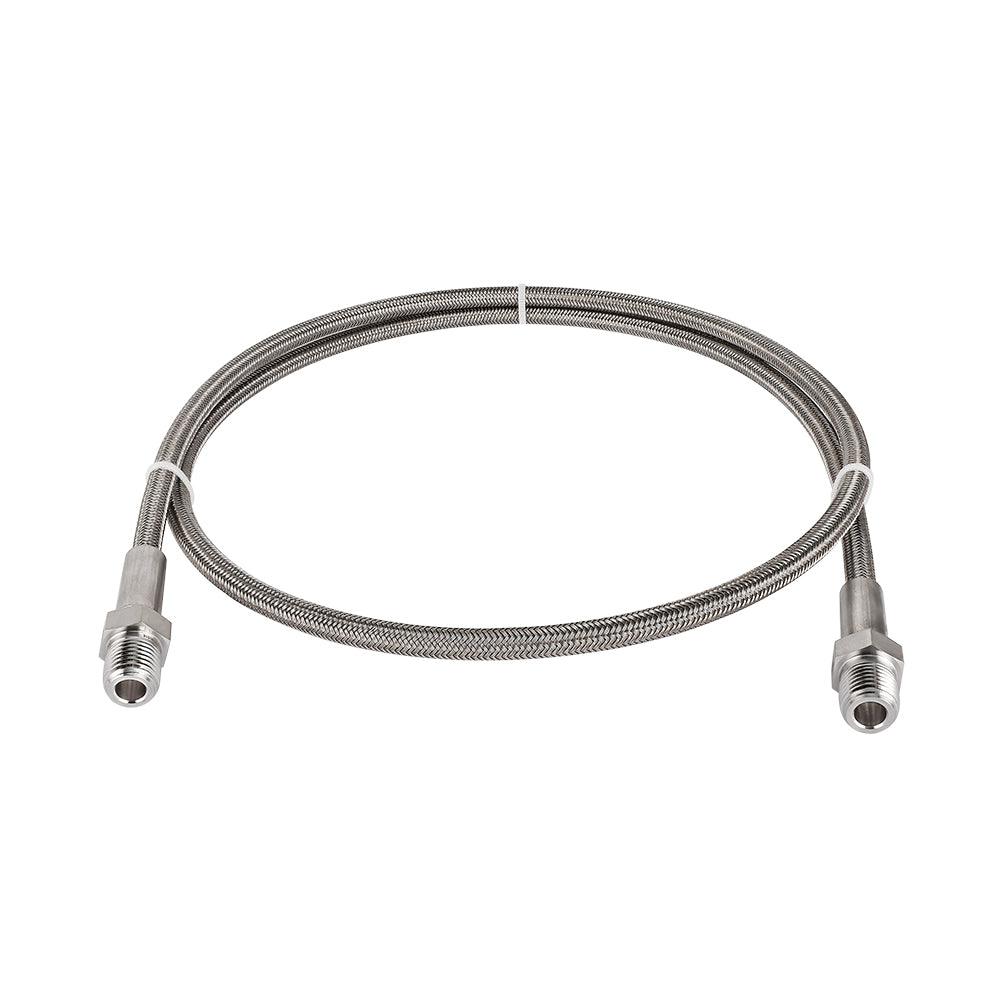 FITOK PTFE-Lined Stainless Steel Braided Hose 3/8" Nominal Hose Size 3/8" Male NPT 316 SS End Connections 2500 psi Chemically Compatible