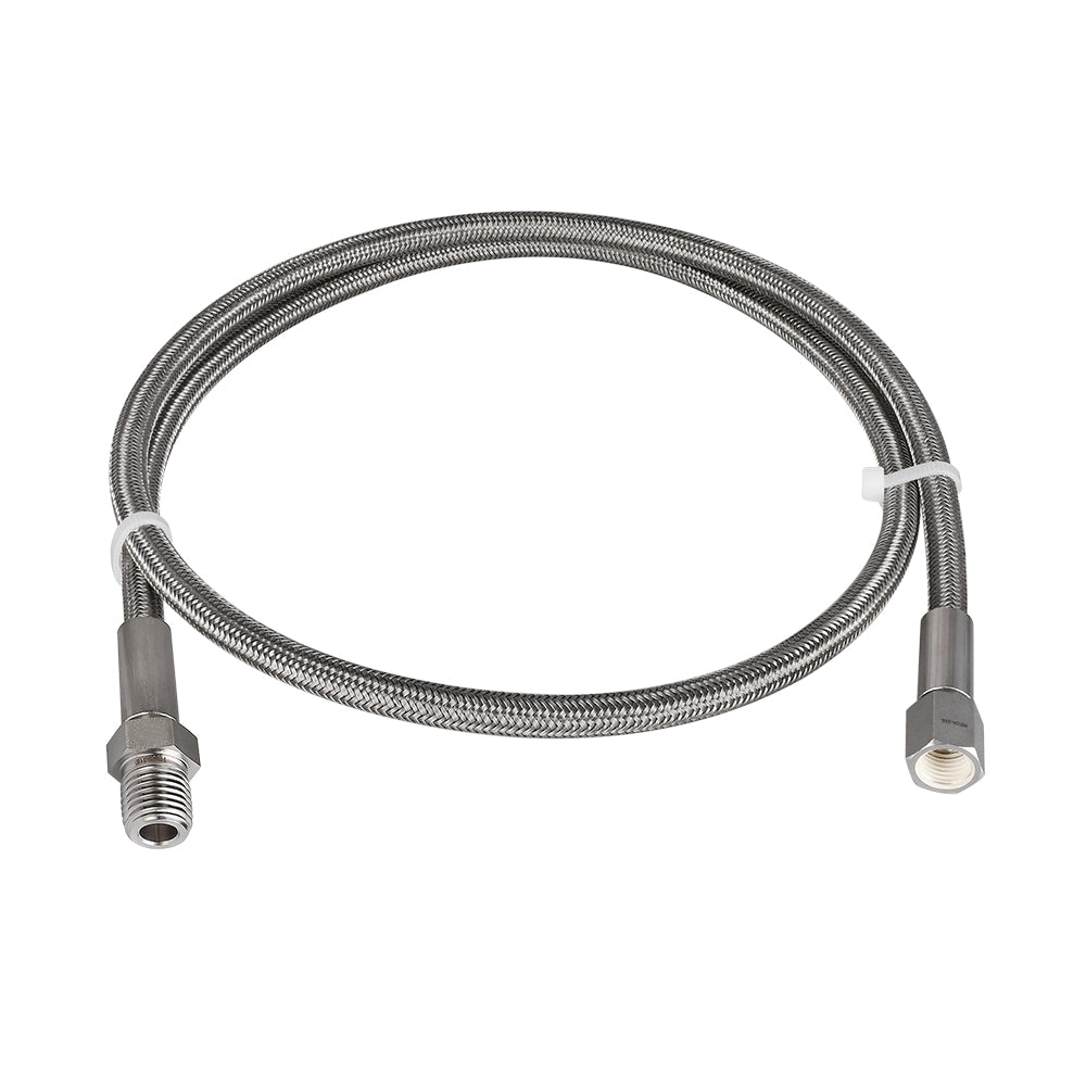 FITOK PTFE-Lined Stainless Steel Braided Hose 1/4" Nominal Hose Size 1/4" Male NPT x Female JIC 37° Flare Swivel 316 SS End Connections 3000 psi Chemically Compatible