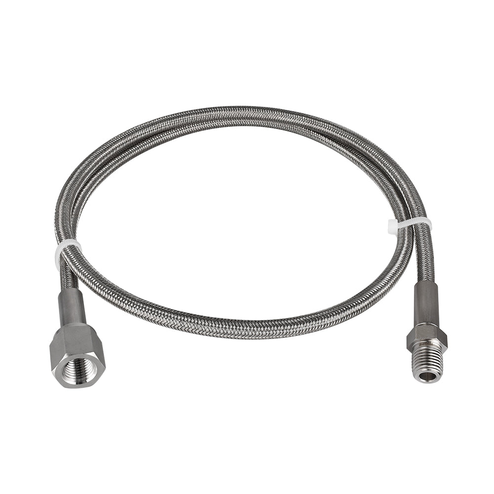 FITOK PTFE-Lined Stainless Steel Braided Hose 1/4" Nominal Hose Size 1/4" Female NPT x Male NPT 316 SS End Connections 3000 psi Chemically Compatible