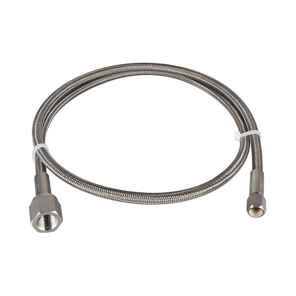 FITOK PTFE-Lined Stainless Steel Braided Hose 3/8" Nominal Hose Size 3/8" Female NPT x Female JIC 37° Flare Swivel 316 SS End Connections 2500 psi Chemically Compatible