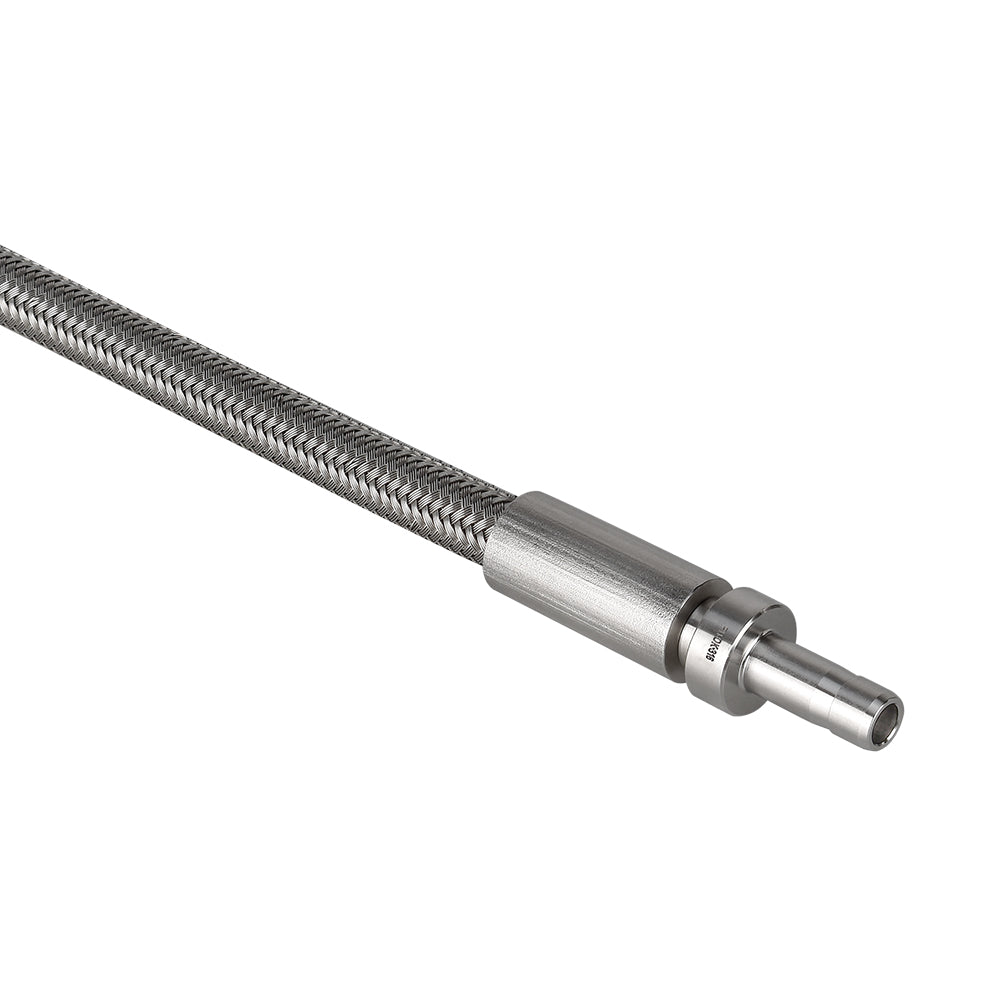 FITOK PTFE-Lined Stainless Steel Braided Hose 1/4" Nominal Hose Size 1/4" Tube Adapter 316 SS End Connections 3000 psi Chemically Compatible