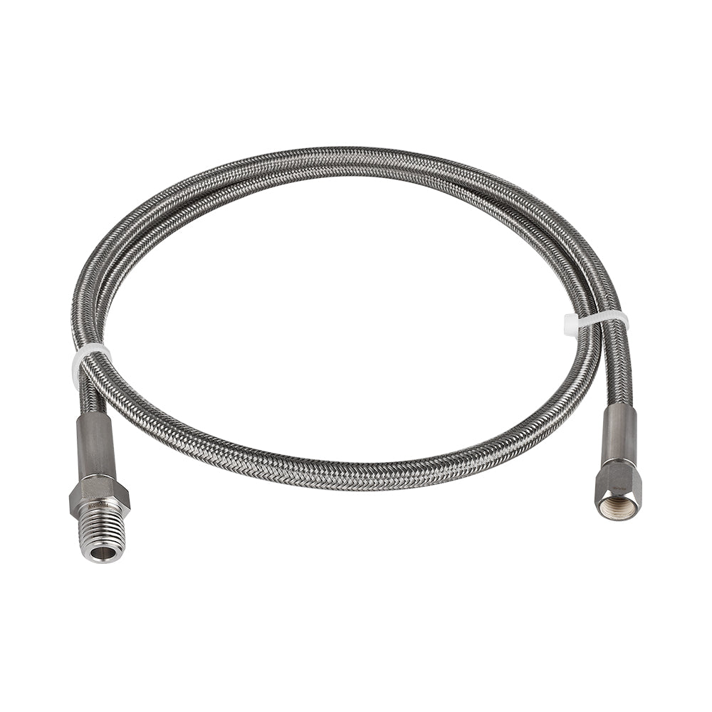 FITOK PTFE-Lined Stainless Steel Braided Hose 3/8" Nominal Hose Size 3/8" Male NPT x Female JIC 37° Flare Swivel 316 SS End Connections 2500 psi Chemically Compatible