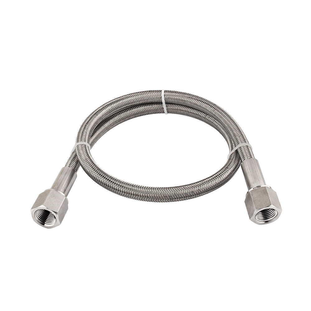 FITOK PTFE-Lined Stainless Steel Braided Hose 3/4" Nominal Hose Size 3/4" Female NPT 316 SS End Connections 1500 psi Chemically Compatible
