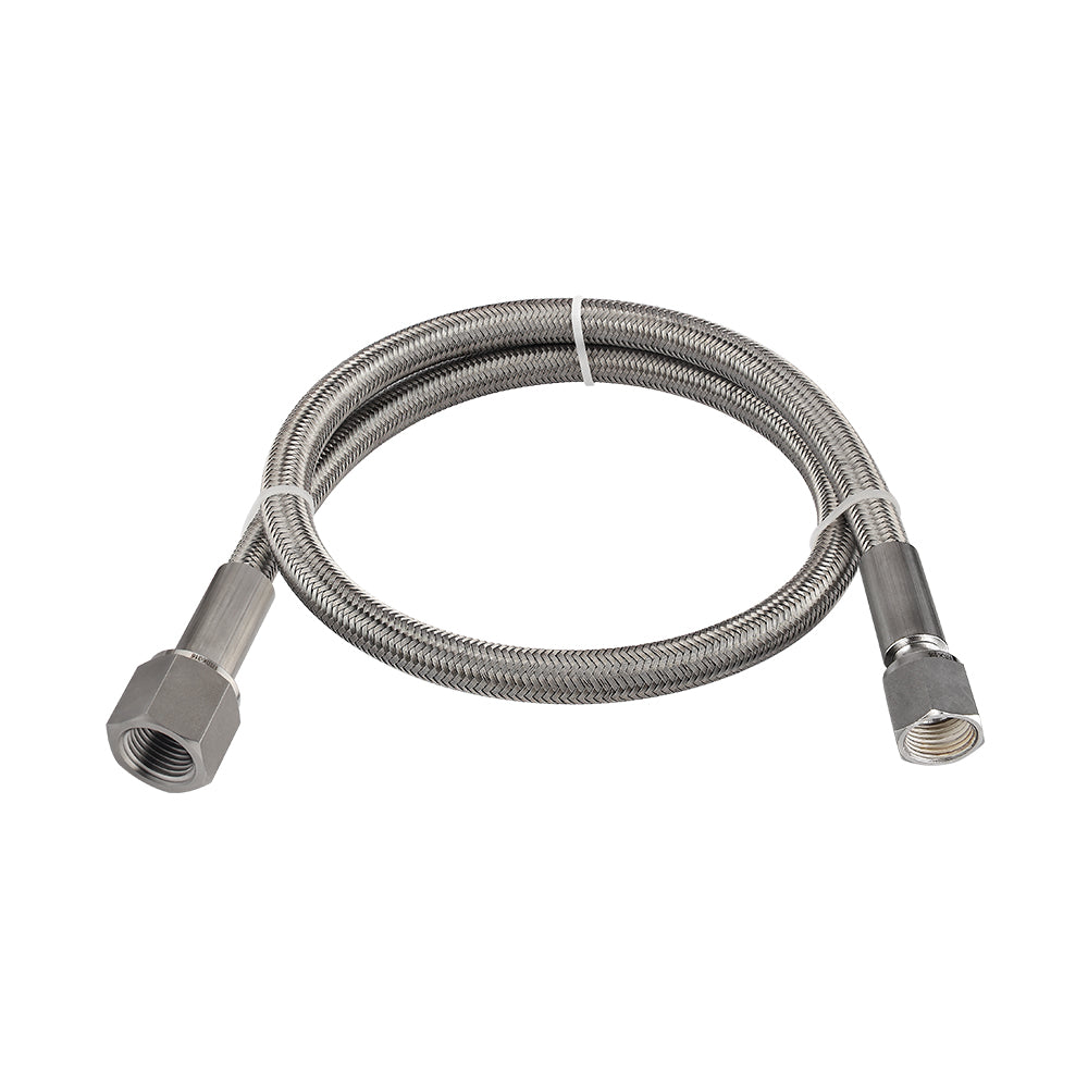 FITOK PTFE-Lined Stainless Steel Braided Hose 3/4" Nominal Hose Size 3/4" Female NPT x Female JIC 37° Flare Swivel 316 SS End Connections 1500 psi Chemically Compatible