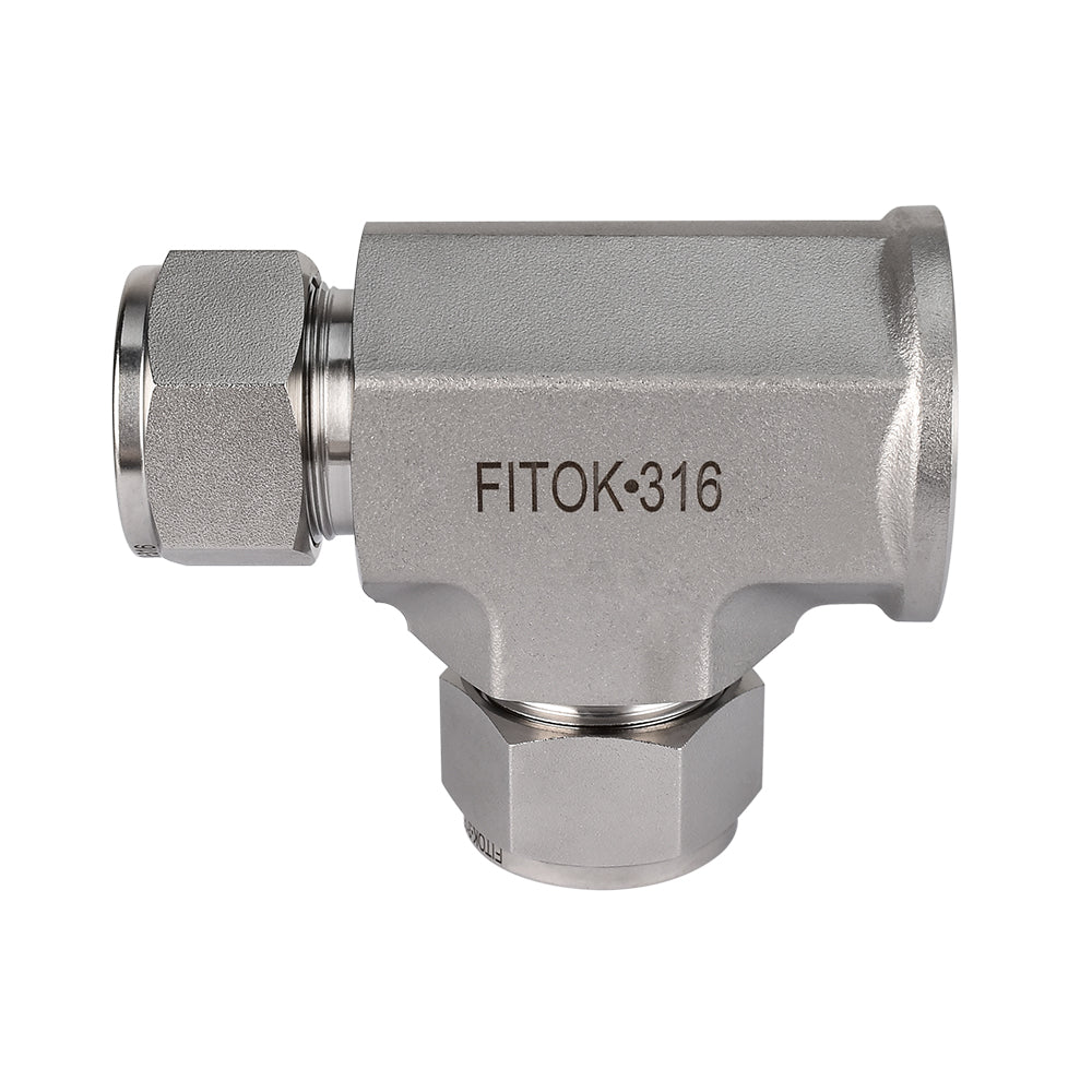 FITOK 316 Stainless Steel Compression Fitting Female Run Tee Tube OD x Female NPT x Tube OD