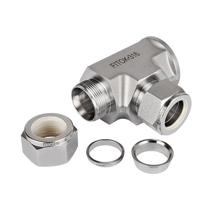FITOK 316 Stainless Steel Compression Fitting Female Run Tee Tube OD x Female NPT x Tube OD
