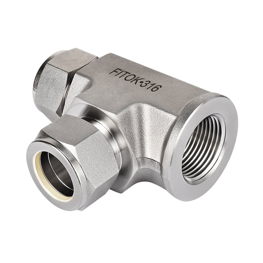 FITOK 316 Stainless Steel Compression Fitting Female Run Tee Tube OD x Female NPT x Tube OD
