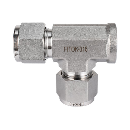 FITOK 316 Stainless Steel Compression Fitting Female Run Tee Tube OD x Female NPT x Tube OD