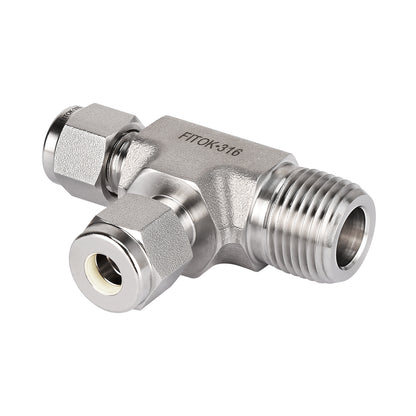 FITOK 316 Stainless Steel Compression Fitting Male Run Tee Tube OD x Male NPT x Tube OD