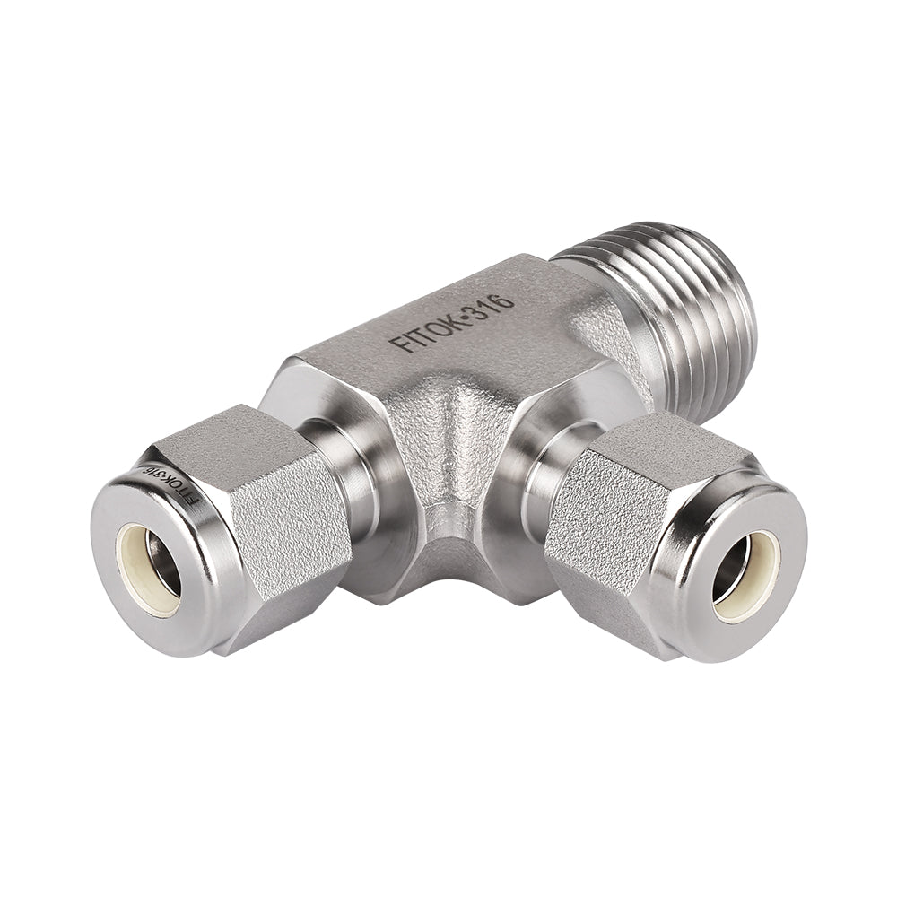 FITOK 316 Stainless Steel Compression Fitting Male Run Tee Tube OD x Male NPT x Tube OD