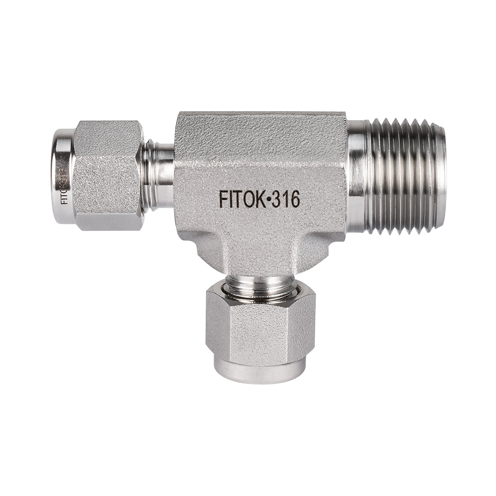 FITOK 316 Stainless Steel Compression Fitting Male Run Tee Tube OD x Male NPT x Tube OD