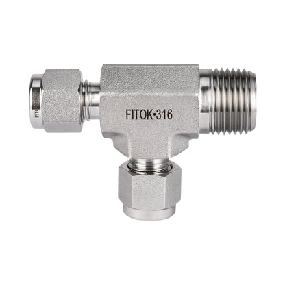 FITOK 316 Stainless Steel Compression Fitting Male Run Tee Tube OD x Male NPT x Tube OD