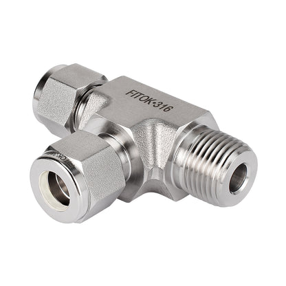 FITOK 316 Stainless Steel Compression Fitting Male Run Tee Tube OD x Male NPT x Tube OD