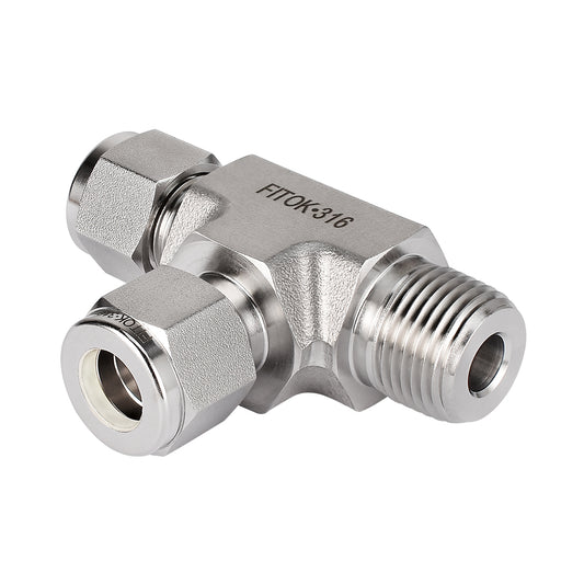 FITOK 316 Stainless Steel Compression Fitting Male Run Tee Tube OD x Male NPT x Tube OD