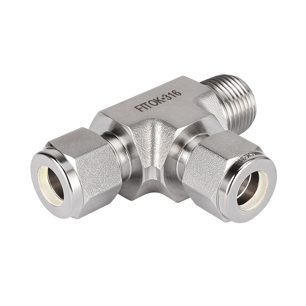 FITOK 316 Stainless Steel Compression Fitting Male Run Tee Tube OD x Male NPT x Tube OD