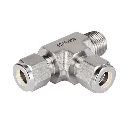 FITOK 316 Stainless Steel Compression Fitting Male Run Tee Tube OD x Male NPT x Tube OD