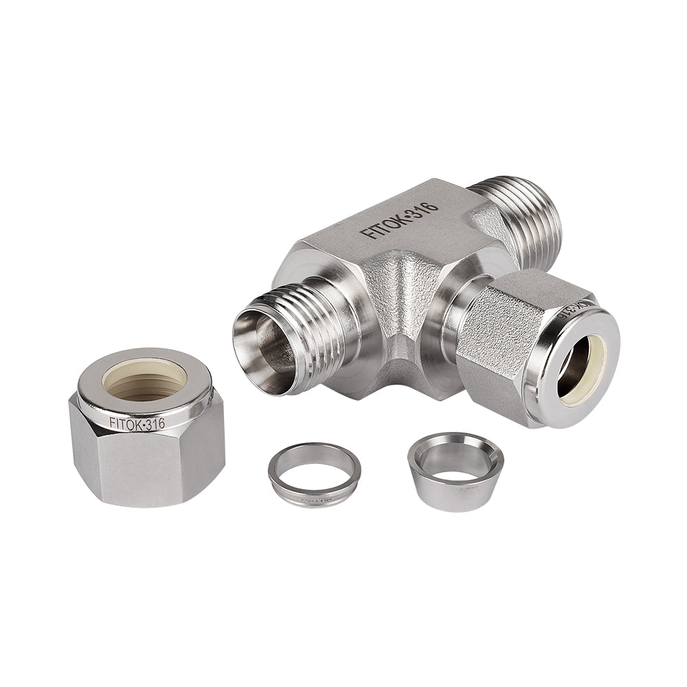 FITOK 316 Stainless Steel Compression Fitting Male Run Tee Tube OD x Male NPT x Tube OD