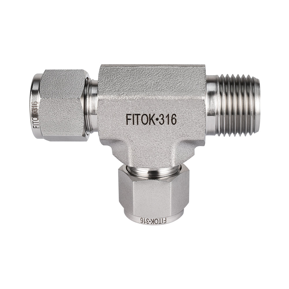 FITOK 316 Stainless Steel Compression Fitting Male Run Tee Tube OD x Male NPT x Tube OD