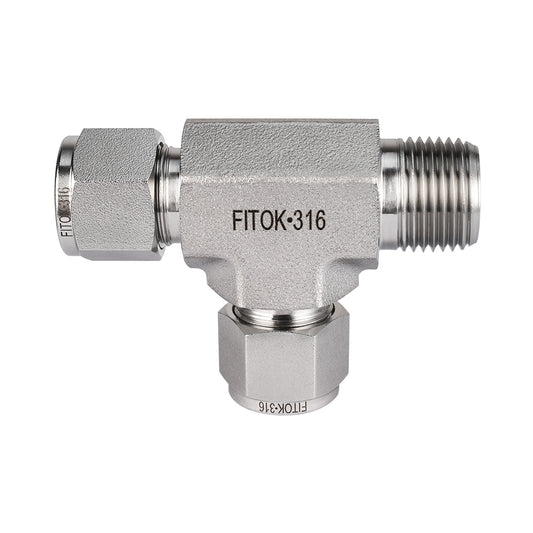 FITOK 316 Stainless Steel Compression Fitting Male Run Tee Tube OD x Male NPT x Tube OD