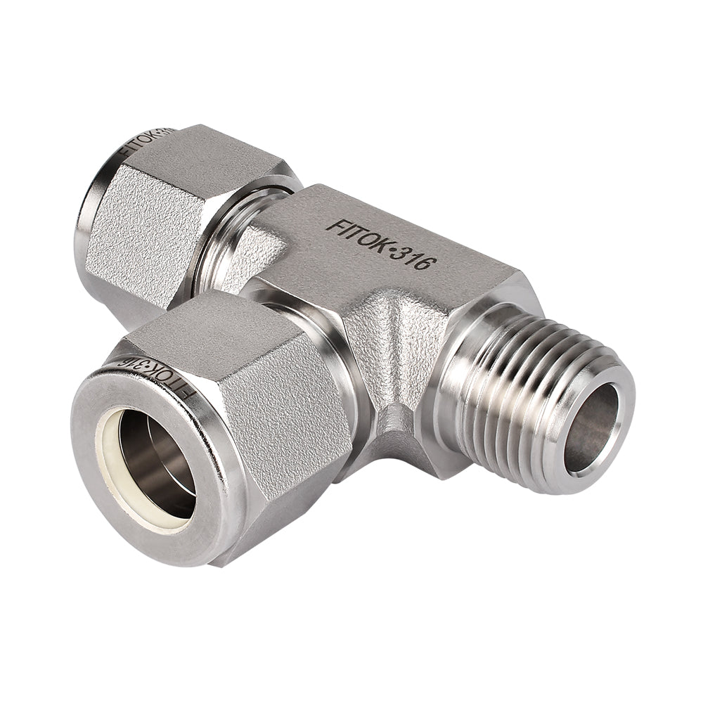 FITOK 316 Stainless Steel Compression Fitting Male Run Tee Tube OD x Male NPT x Tube OD