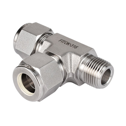 FITOK 316 Stainless Steel Compression Fitting Male Run Tee Tube OD x Male NPT x Tube OD