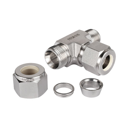 FITOK 316 Stainless Steel Compression Fitting Male Run Tee Tube OD x Male NPT x Tube OD