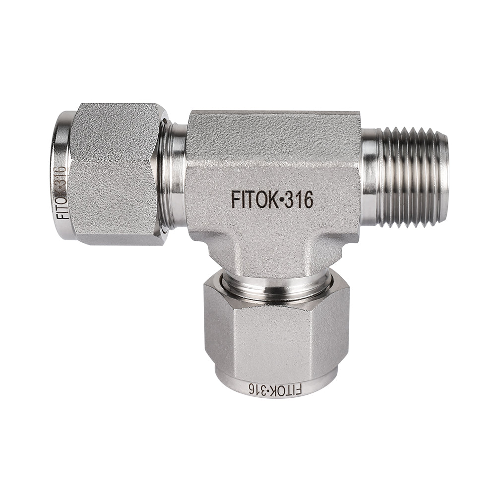 FITOK 316 Stainless Steel Compression Fitting Male Run Tee Tube OD x Male NPT x Tube OD