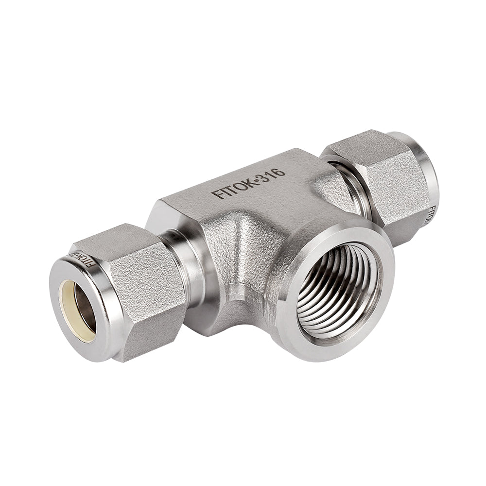 FITOK 316 Stainless Steel Compression Fitting Female Branch Tee Tube OD x Tube OD x Female NPT