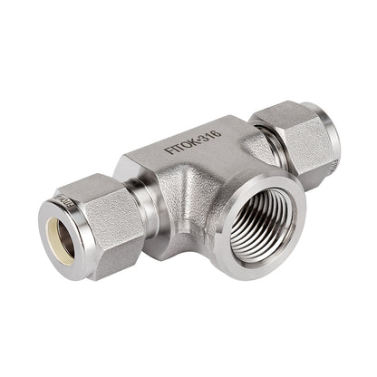 FITOK 316 Stainless Steel Compression Fitting Female Branch Tee Tube OD x Tube OD x Female NPT