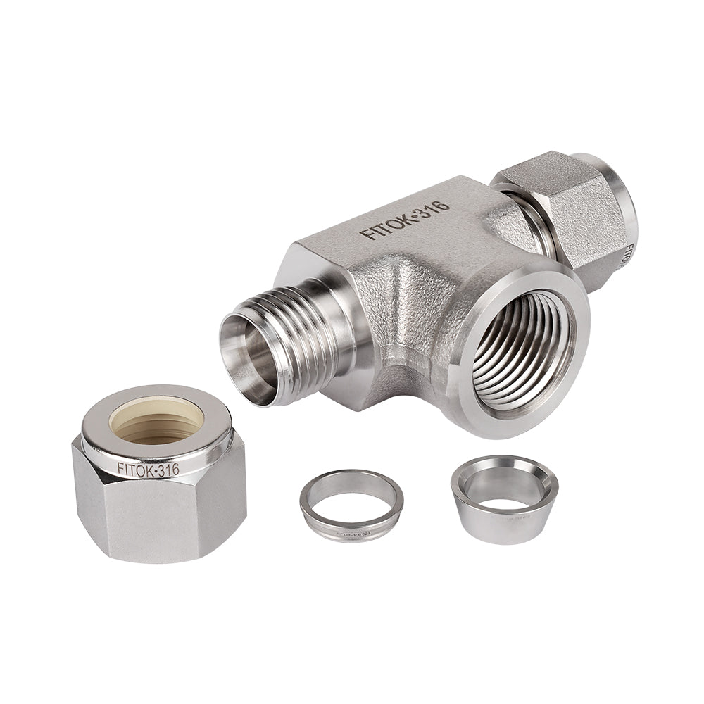 FITOK 316 Stainless Steel Compression Fitting Female Branch Tee Tube OD x Tube OD x Female NPT