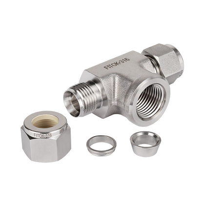 FITOK 316 Stainless Steel Compression Fitting Female Branch Tee Tube OD x Tube OD x Female NPT