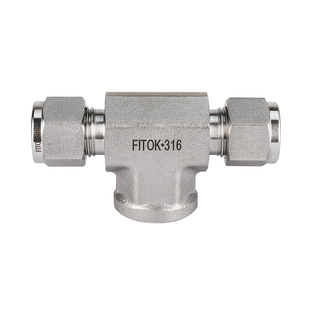 FITOK 316 Stainless Steel Compression Fitting Female Branch Tee Tube OD x Tube OD x Female NPT