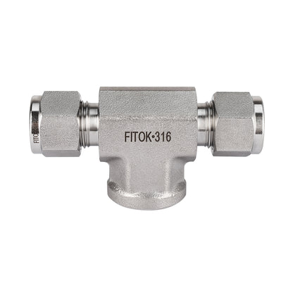 FITOK 316 Stainless Steel Compression Fitting Female Branch Tee Tube OD x Tube OD x Female NPT
