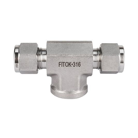 FITOK 316 Stainless Steel Compression Fitting Female Branch Tee Tube OD x Tube OD x Female NPT