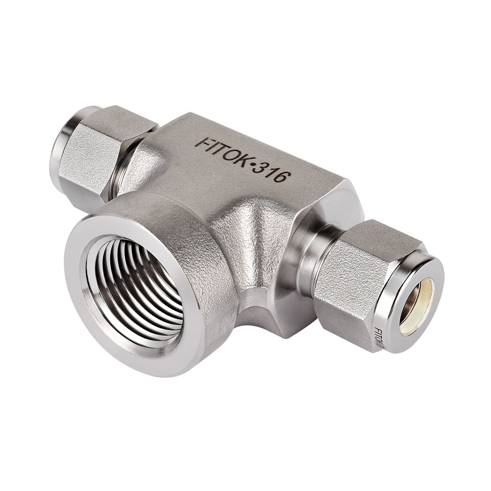 FITOK 316 Stainless Steel Compression Fitting Female Branch Tee Tube OD x Tube OD x Female NPT