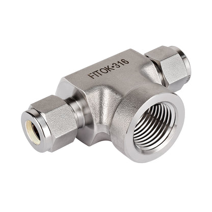 FITOK 316 Stainless Steel Compression Fitting Female Branch Tee Tube OD x Tube OD x Female NPT