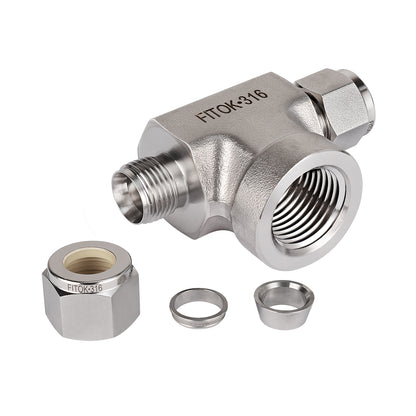 FITOK 316 Stainless Steel Compression Fitting Female Branch Tee Tube OD x Tube OD x Female NPT