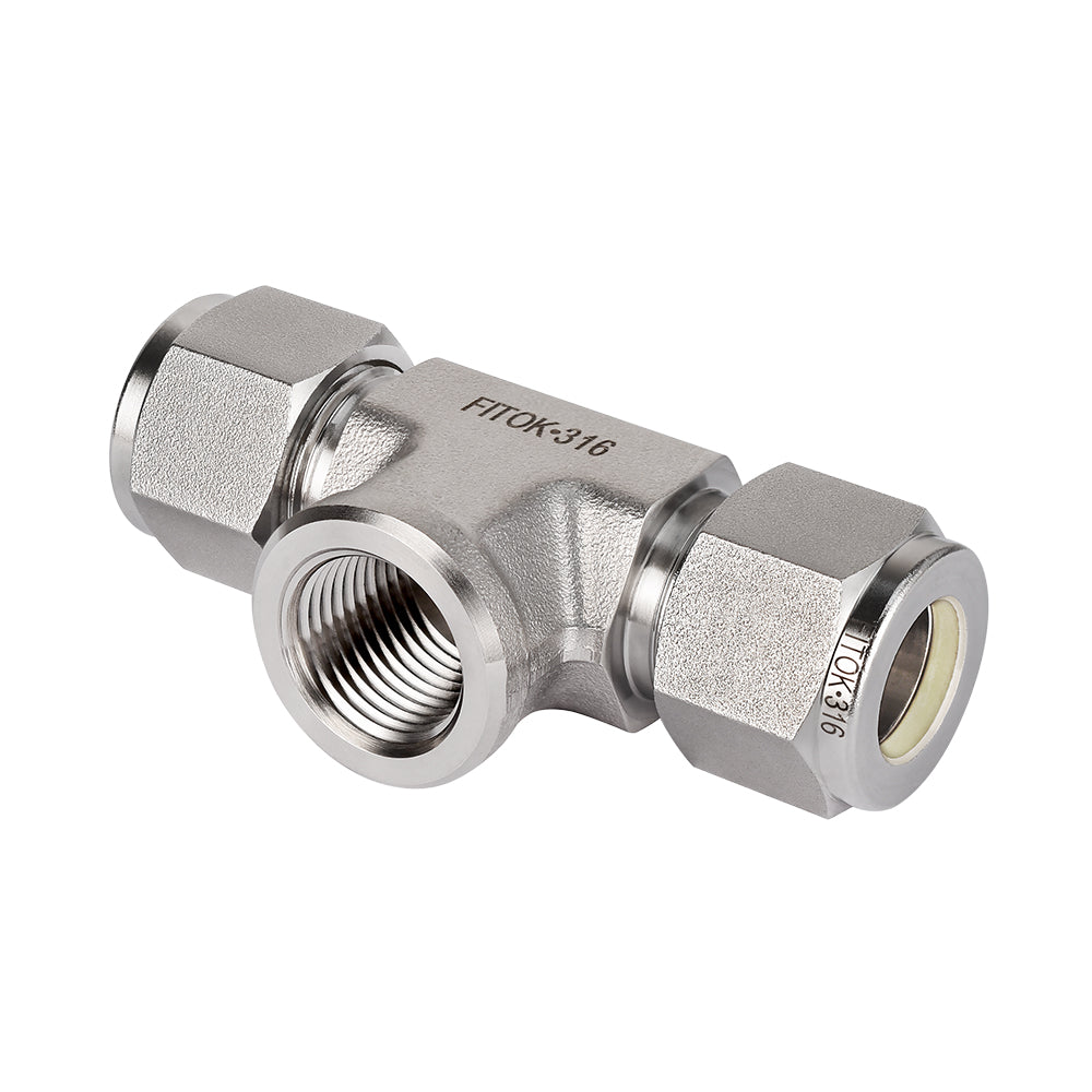 FITOK 316 Stainless Steel Compression Fitting Female Branch Tee Tube OD x Tube OD x Female NPT