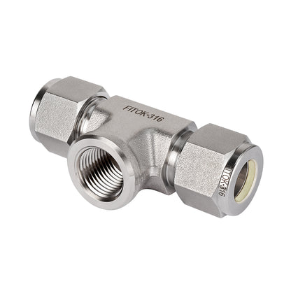 FITOK 316 Stainless Steel Compression Fitting Female Branch Tee Tube OD x Tube OD x Female NPT