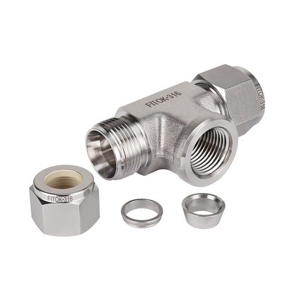 FITOK 316 Stainless Steel Compression Fitting Female Branch Tee Tube OD x Tube OD x Female NPT